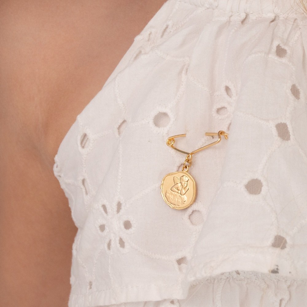 ALFINETE MEDALHA ANJO 1,4 CM ESTAMP