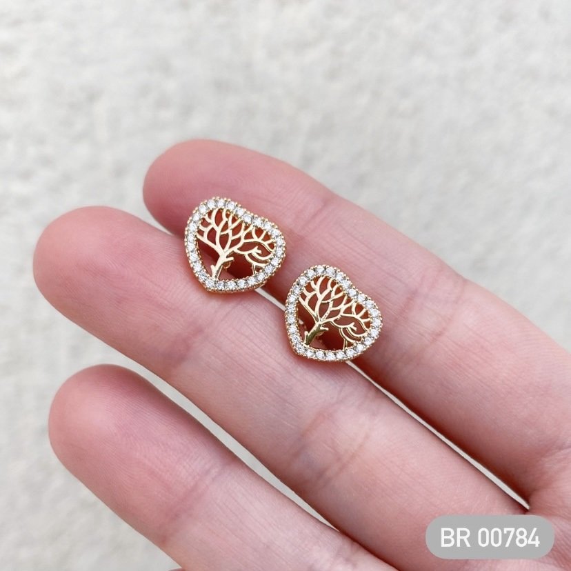 BRINCO ARVORE DA VIDA FORMATO CORACAO 1,1 CM ZIRC IMP OS BRINCOS NAO ACOMPANHAM TARRAXAS