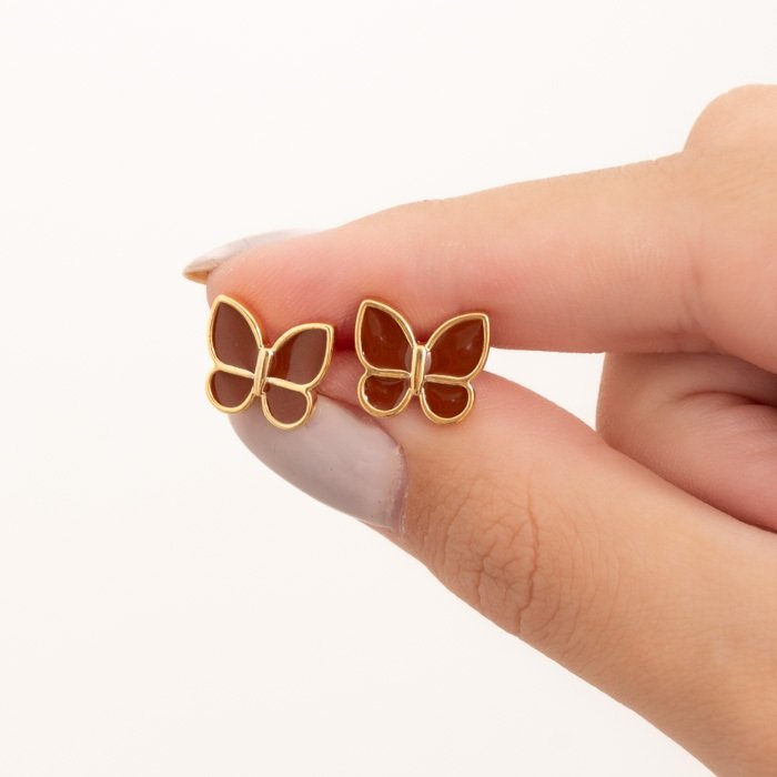 BRINCO FIXO BORBOLETA RESINADO 1 CM BX OS BRINCOS NAO ACOMPANHAM TARRAXAS