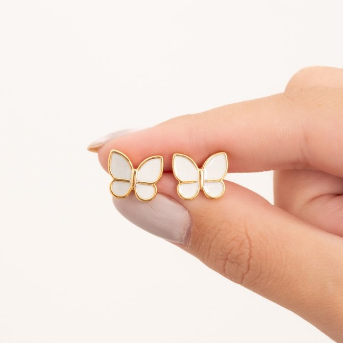 BRINCO FIXO BORBOLETA RESINADO 1 CM BX OS BRINCOS NAO ACOMPANHAM TARRAXAS