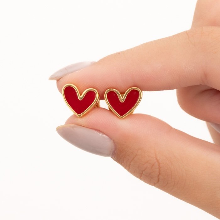 BRINCO FIXO CORACAO RESINADO 1 CM BX OS BRINCOS NAO ACOMPANHAM TARRAXAS