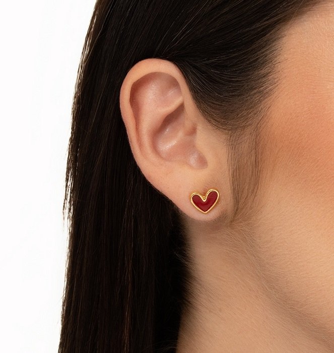 BRINCO FIXO CORACAO RESINADO 1 CM BX OS BRINCOS NAO ACOMPANHAM TARRAXAS