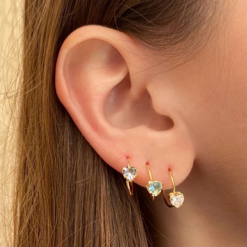 BRINCO ARGOLA PIERCING FIO 0,8 MM DIAMETRO 1 CM CORACAO 4X4 COLORIDO VIDRO OU ZIRCONIA CRISTAL OS BRINCOS NAO ACOMPANHAM TARRAXAS