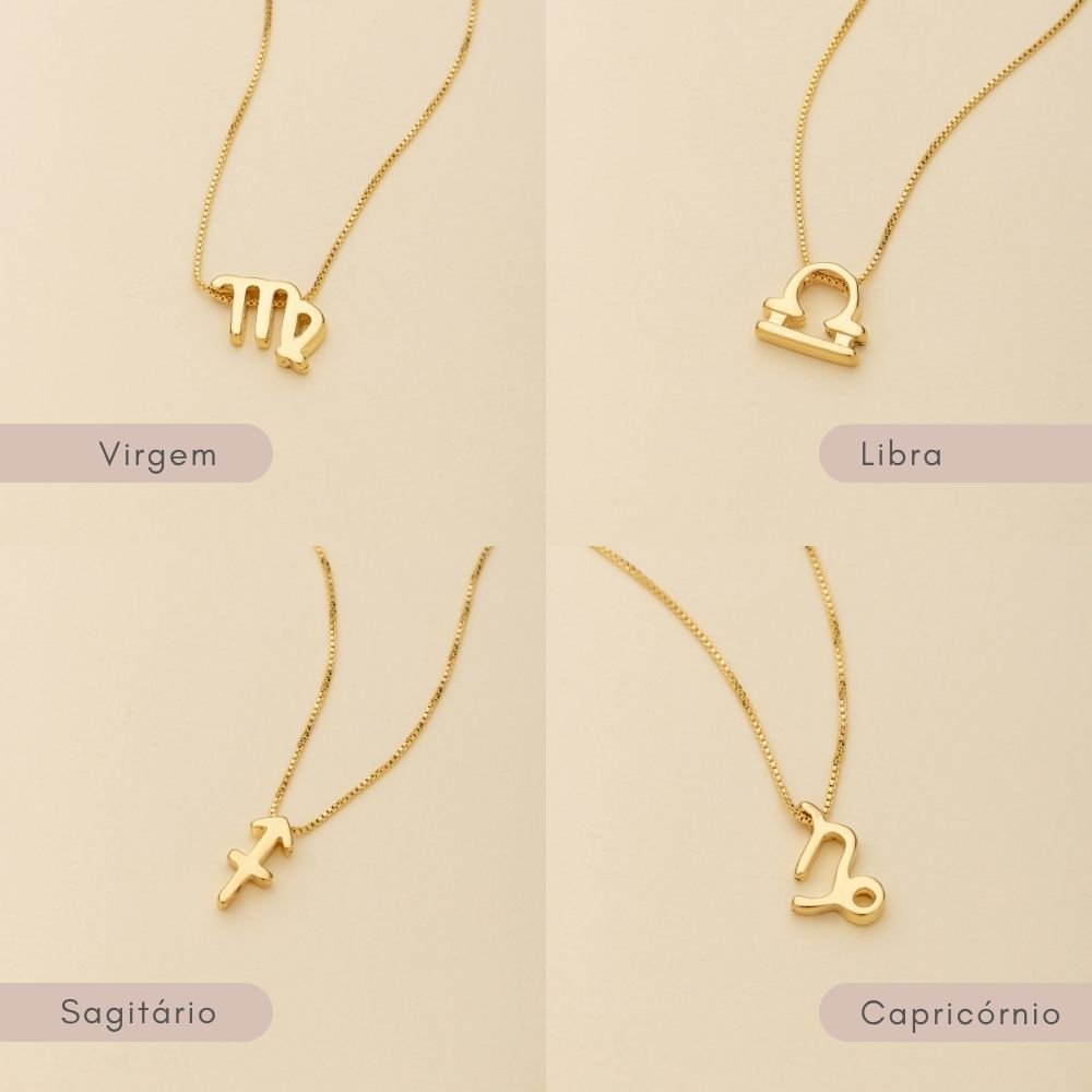 GARGANTILHA 40 CM COM PINGENTE SIGNOS NA VENEZIANA FIO 0.6 + 7 CM EXT