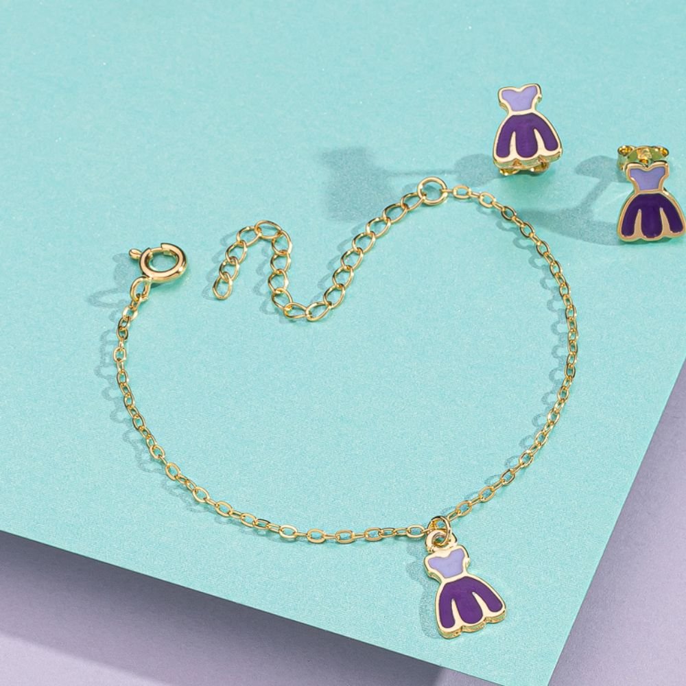 PULSEIRA INFANTIL PRINCESA VESTIDO AMARELO E AZUL I ROXO RESINADO 1 CM BX 13 CM + 5 CM EXT