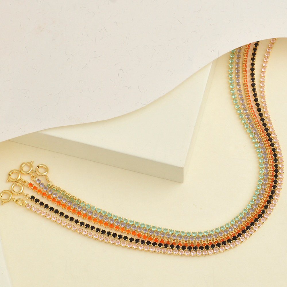 PULSEIRA RIVIERA ZIRCONIA COLOR 2 MM 17 CM + 7 CM EXT