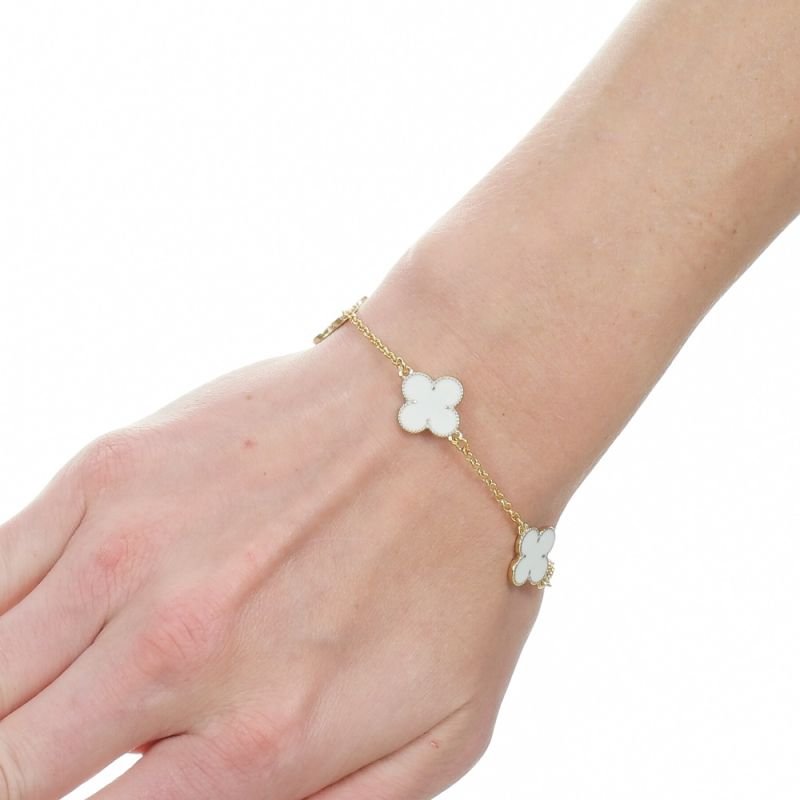 PULSEIRA 3 FLOR TREVO RESINA 1,5 CM BX CORRENTE ELO PORTUGUES 17 CM + 7 CM EXT
